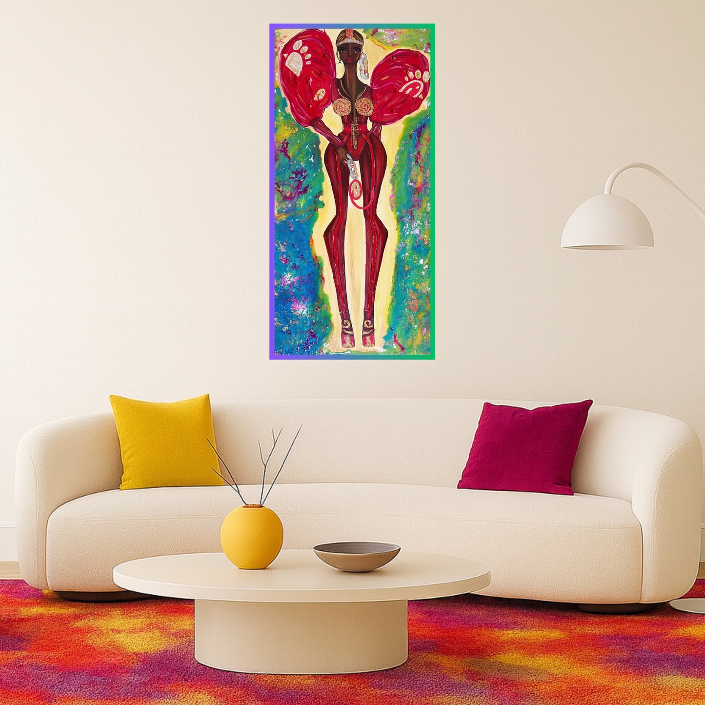 Queen Chicka Original Painting — “Feed the Heart, Heal the Earth” | Sustainable Mixed Media Art | Eco-Fashion Artwork by AYA by DK