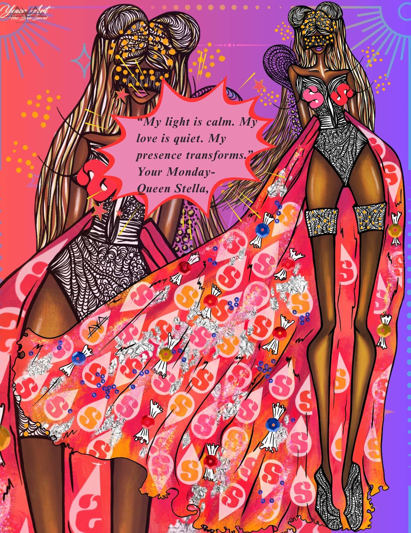 Stella Monday Queen Digital Art Print | Starburst-Inspired | “My Glow Is God Approved™” | AYA by DK