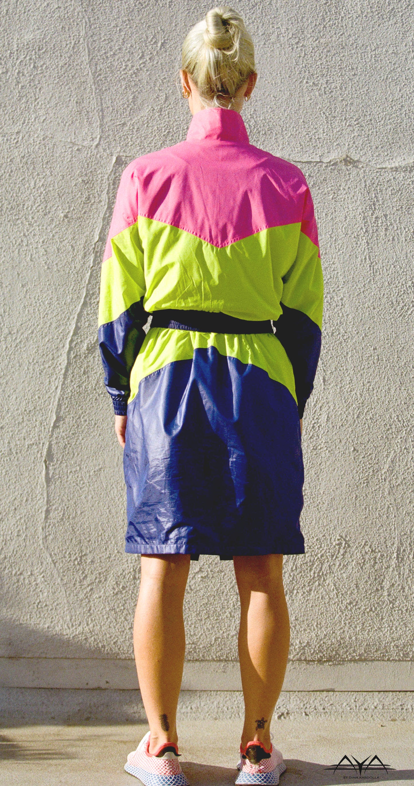 NEON TRACKSUIT DRESS  WITH MULTI COLOR BLOCKS