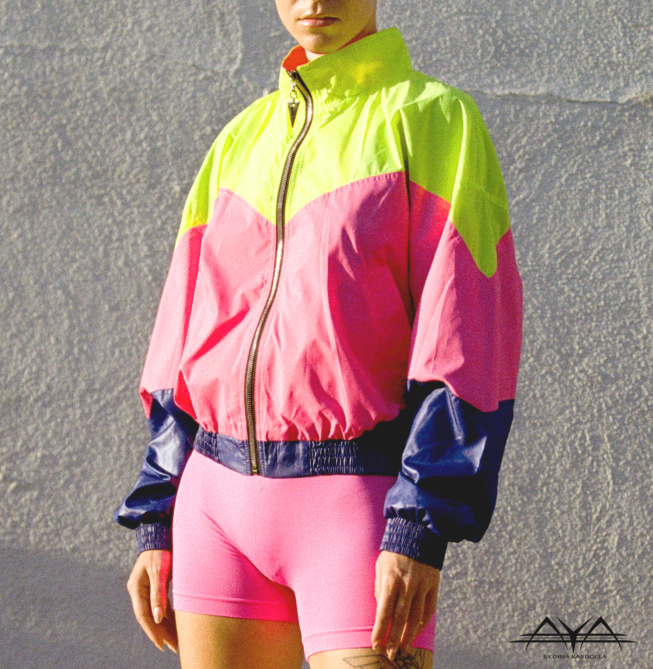 NEON CRUSH JACKET WITH MULTI COLOR BLOCKS