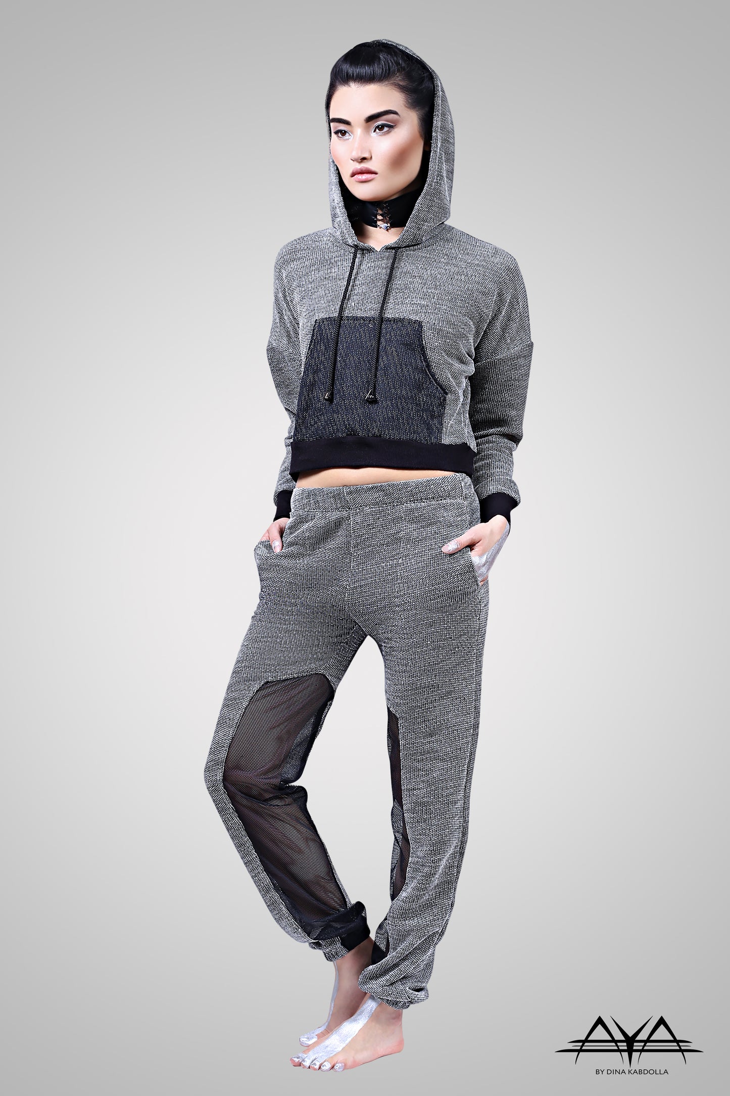 Cropped Hoodie With Fitted Sweat Pant