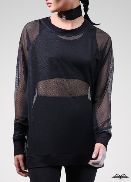 Unisex Mesh Sweat Shirt Noir